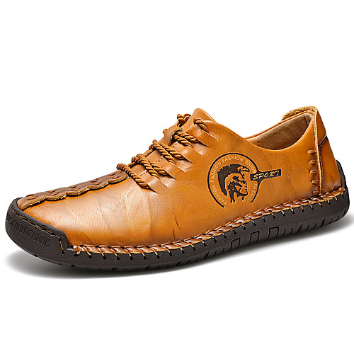 

Men's Fall / Spring & Summer Casual / British Daily Party & Evening Sneakers Cowhide Breathable Non-slipping Wear Proof Light Brown / Dark Brown / Black