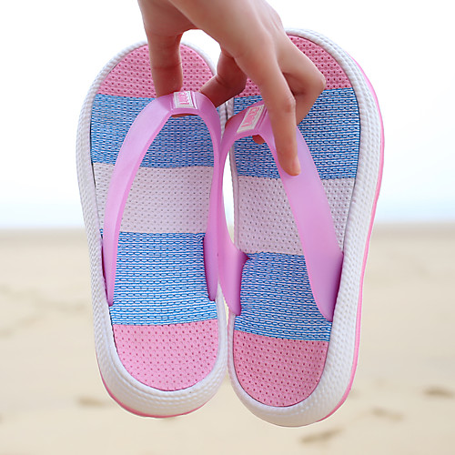 

Women's Slippers & Flip-Flops Summer Flat Heel Open Toe Minimalism Daily Color Block Synthetics Black / Purple / Red