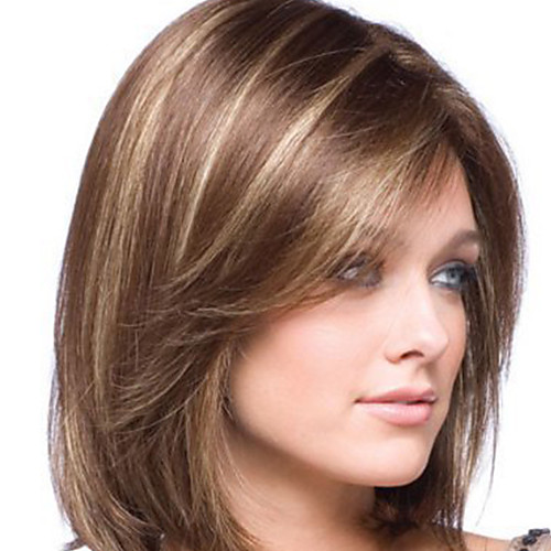 

Synthetic Wig kinky Straight Middle Part Wig Short Light Brown Synthetic Hair 8 inch Women's Easy dressing Highlighted / Balayage Hair Exquisite Brown