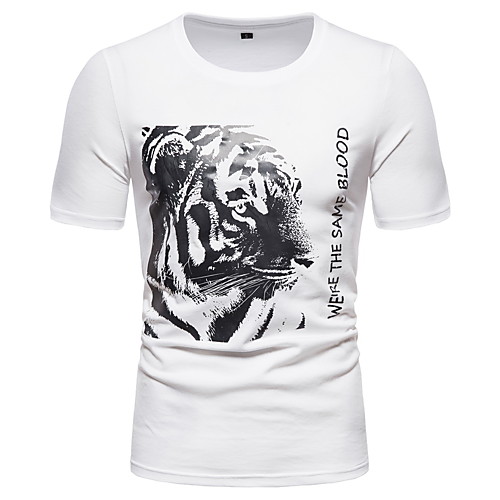 

Men's Animal Black & White T-shirt - Cotton Rock Punk & Gothic Going out Club Round Neck White / Black / Short Sleeve