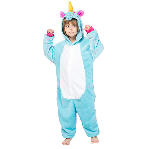 

Kid's Elementary Kigurumi Pajamas Horse Onesie Pajamas Flannel polyester fibre Light Blue Cosplay For Boys and Girls Animal Sleepwear Cartoon Festival / Holiday Costumes