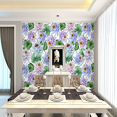 

Art Deco Custom Self-Adhesive Mural Wallpaper Lotus Flower Is Suitable For Bedroom Living Room Coffee Shop Restaurant And Hotel Wall Decoration Art