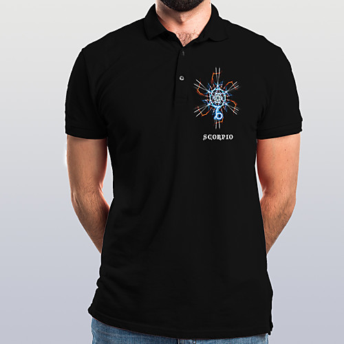 

Men's Graphic Polo Basic Elegant Daily Going out Black