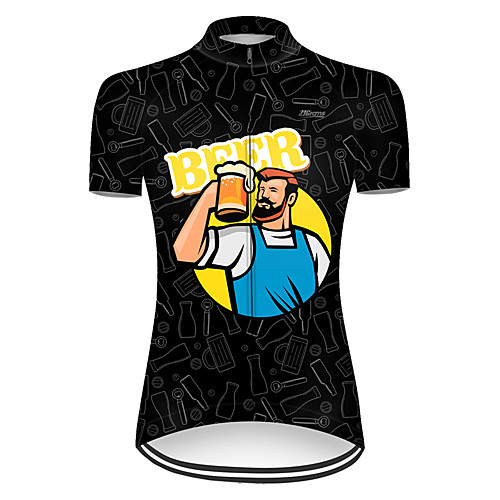 

21Grams Women's Short Sleeve Cycling Jersey Nylon Black / Yellow Funny Oktoberfest Beer Bike Jersey Top Mountain Bike MTB Road Bike Cycling Quick Dry Breathable Sports Clothing Apparel