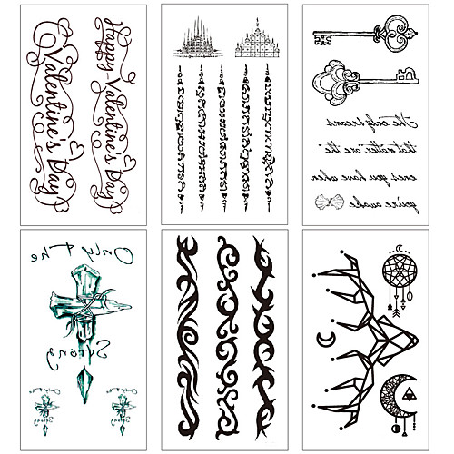 

6 pcs Temporary Tattoos Water Resistant / Waterproof / Mini Style / Safety Face / Body / Hand Water-Transfer Sticker Body Painting Colors