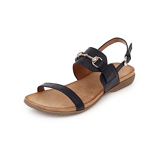 

Women's Sandals Flat Sandal 2020 Summer Flat Heel Open Toe Casual Daily Rivet / Buckle Solid Colored PU Almond / Black / Pink