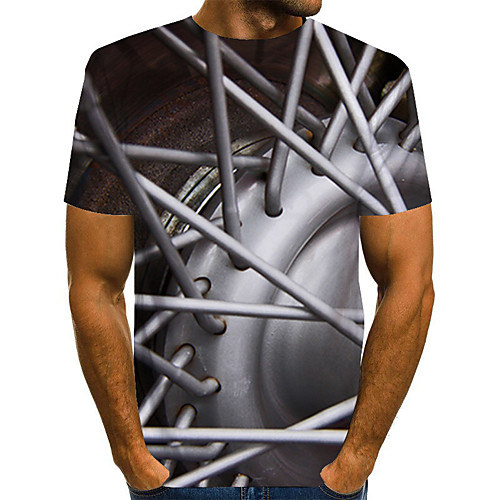 

Men's Plus Size 3D Print T-shirt Basic Daily Round Neck Gray / Short Sleeve