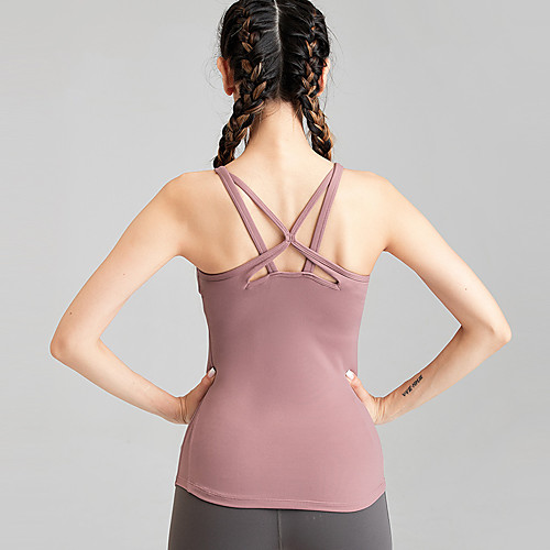 

Women's Padded Tank Top Solid Color Black Pink Dark Gray Light Grey Nylon Yoga Running Fitness Vest / Gilet Top Sport Activewear Breathable Quick Dry Comfortable Stretchy