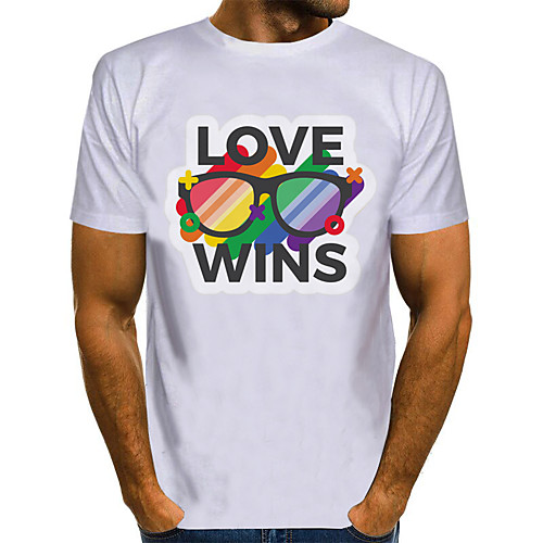 

Men's Graphic 3D Print Pride Day Print T-shirt Basic Exaggerated Daily Round Neck White / Blue / Red / Yellow / Orange / Green / Royal Blue / Short Sleeve