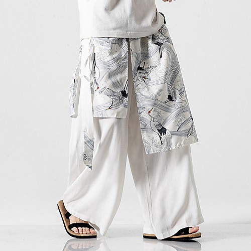 

Men's Sporty Chinoiserie Loose Chinos Pants - Solid Colored Drawstring Comfort Cotton White Black Blue US32 / UK32 / EU40 / US34 / UK34 / EU42