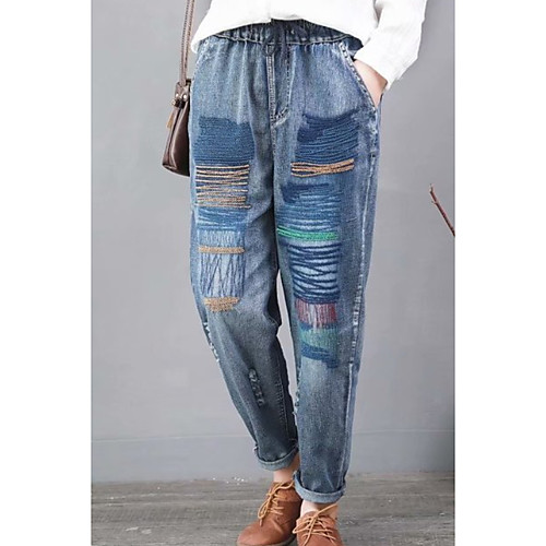 

Women's Basic Loose Chinos Pants - Solid Colored Blue M / L / XL