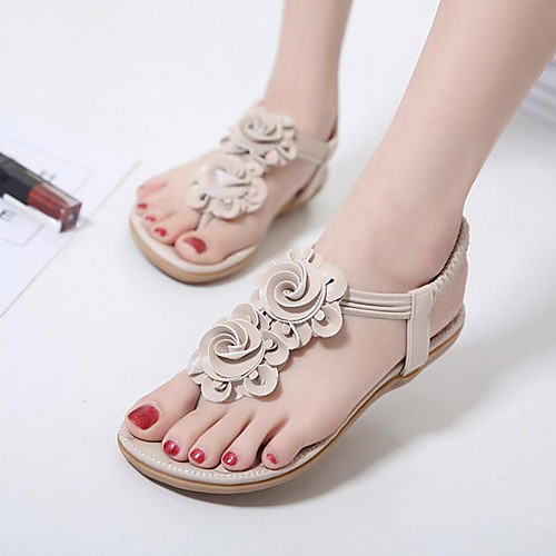 

Women's Sandals Summer Flat Heel Open Toe Daily PU Almond / Black