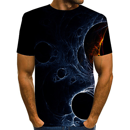 

Men's Plus Size Geometric Print T-shirt Basic Street chic Daily Going out Round Neck Blue / Short Sleeve
