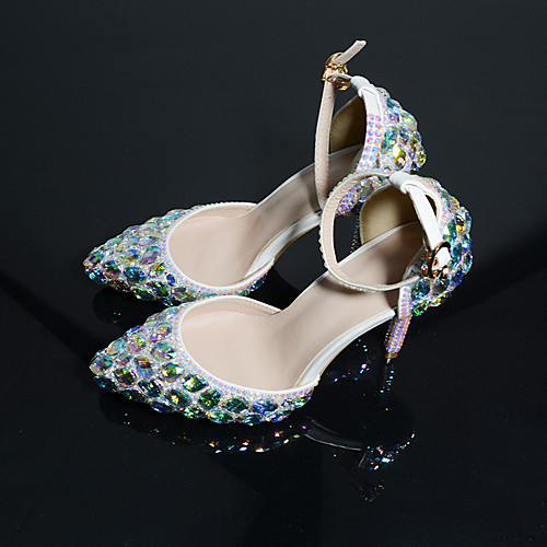 

Women's Wedding Shoes Stiletto Heel Pointed Toe Sexy Classic Minimalism Wedding Party & Evening PU Rhinestone Crystal Sparkling Glitter Solid Colored Floral Gold Silver Rainbow