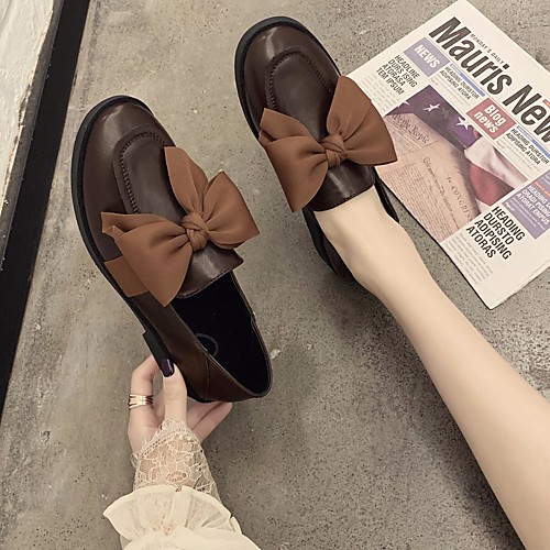 

Women's Flats Summer Flat Heel Closed Toe Daily PU Black / Brown