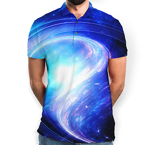 

Men's Galaxy Graphic Print Polo Daily Blue / Short Sleeve