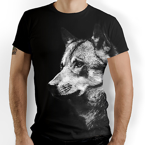 

Men's Graphic 3D Print Wolf Print T-shirt Daily Black