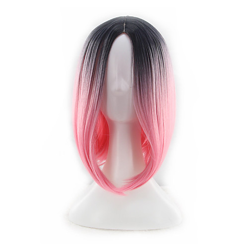 

Synthetic Wig kinky Straight Middle Part Wig Long PinkRed Synthetic Hair 18 inch Women's Simple Fashionable Design Women Pink