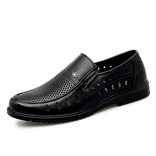 

Men's Spring & Summer Classic / Casual Office & Career Loafers & Slip-Ons Nappa Leather Breathable Non-slipping Wear Proof Black