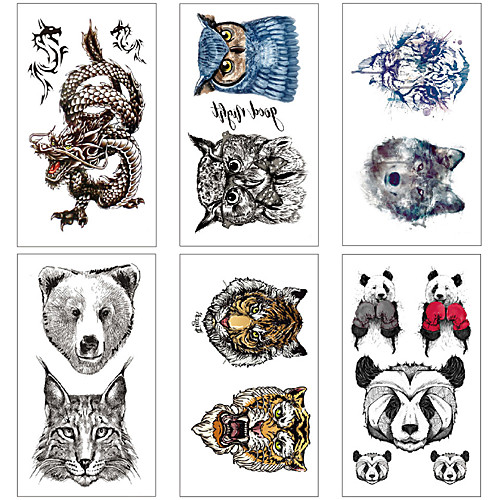 

6 pcs Temporary Tattoos Water Resistant / Waterproof / Mini Style / Safety Face / Body / Hand Water-Transfer Sticker Body Painting Colors