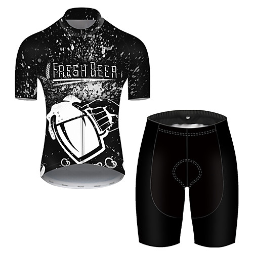 

21Grams Men's Short Sleeve Cycling Jersey with Shorts Polyester Black / White Tie Dye Oktoberfest Beer Bike Clothing Suit Breathable Quick Dry Ultraviolet Resistant Reflective Strips Sweat-wicking