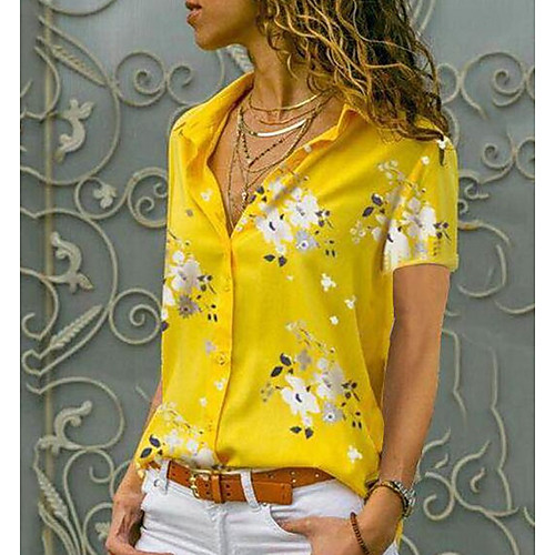 

Women's Geometric Shirt Daily Going out White / Black / Blue / Red / Yellow / Light Blue