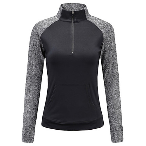 

Women's Half Zip Elastane Workout Shirt Running Shirt Stand Running Active Training Fitness Breathable Moisture Wicking Soft Sportswear Top Long Sleeve Activewear Stretchy