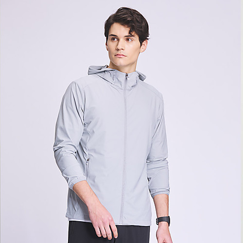 

Men's Full Zip Elastane Track Jacket Hoodie Jacket Running Jacket Hooded Running Walking Fitness UV Sun Protection UPF50 Sportswear Jacket Top Long Sleeve Activewear Micro-elastic / Windbreaker