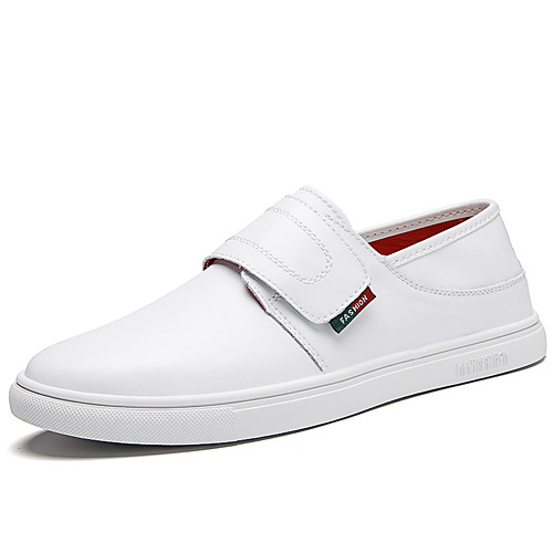 

Men's Spring / Summer Classic / Casual Daily Outdoor Loafers & Slip-Ons Cowhide Breathable Non-slipping Wear Proof White / Black