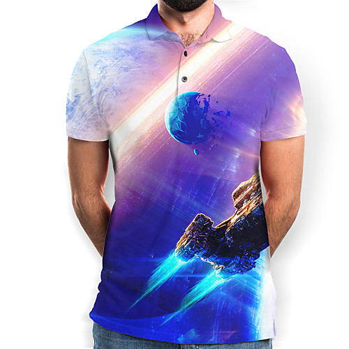 

Men's Galaxy Graphic Print Polo Daily Purple / Short Sleeve