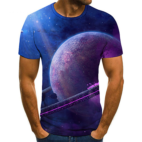 

Men's 3D T-shirt Basic Daily Round Neck Blue / Short Sleeve