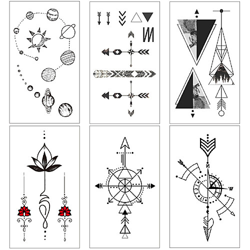 

6 pcs Temporary Tattoos Water Resistant / Waterproof / Mini Style / Safety Face / Body / Hand Water-Transfer Sticker Body Painting Colors