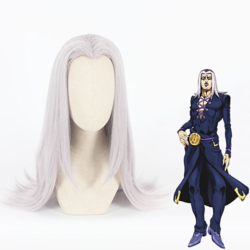 

Cosplay Wig Leone Abbacchio JoJo's Bizarre Adventure Straight Middle Part Wig Long Purple / Grey Synthetic Hair 24 inch Men's Anime Cosplay Cool Purple Gray