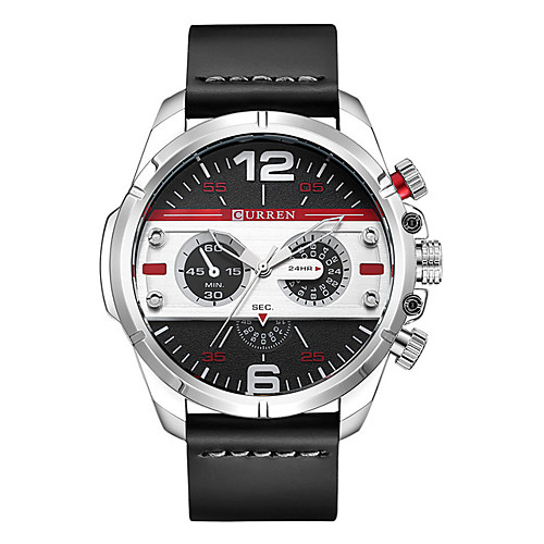 

CURREN Men's Dress Watch Japanese Quartz Formal Style Modern Style Leather Black / Brown / Khaki 30 m Water Resistant / Waterproof New Design Shock Resistant Analog Classic Fashion - Black / Silver