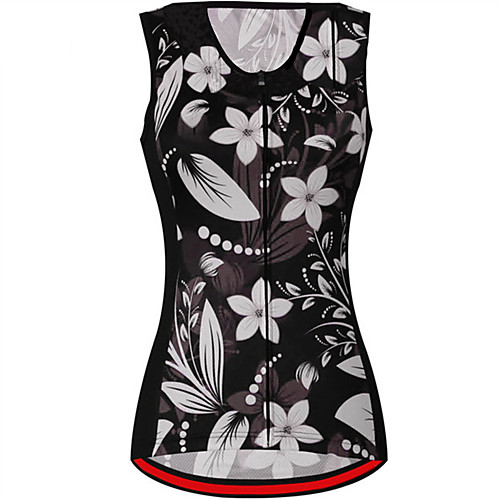 

21Grams Women's Sleeveless Cycling Jersey Cycling Vest Spandex BlackWhite Floral Botanical Bike Jersey Top Mountain Bike MTB Road Bike Cycling UV Resistant Quick Dry Breathable Sports Clothing