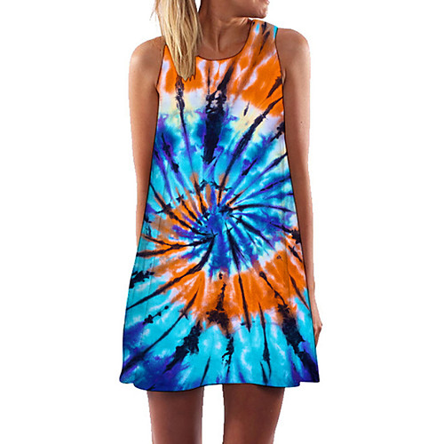 

Women's Shift Dress Short Mini Dress - Sleeveless Geometric Summer Casual 2020 Rainbow S M L XL XXL