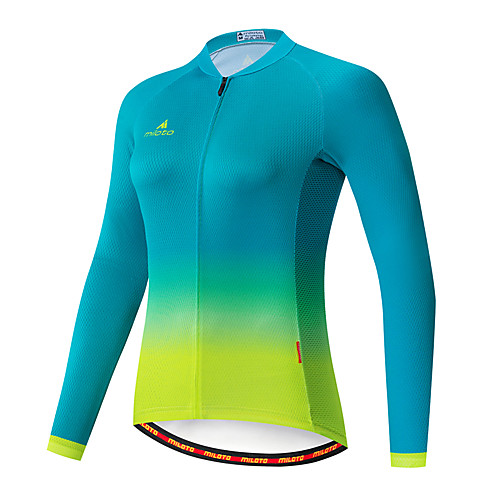 

Miloto Women's Long Sleeve Cycling Jersey BlueGreen Gradient Solid Color Bike Jersey Top Mountain Bike MTB Road Bike Cycling Quick Dry Breathable Sports Clothing Apparel / Stretchy