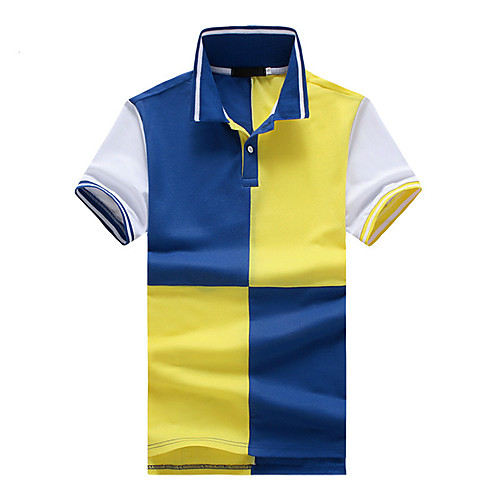 

Men's Color Block Polo Basic Elegant Daily Work Yellow / Navy Blue