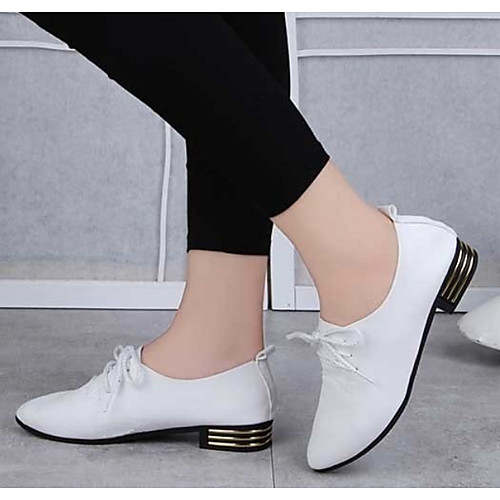 

Women's Oxfords Spring & Summer Chunky Heel Round Toe Daily PU White / Black / Red