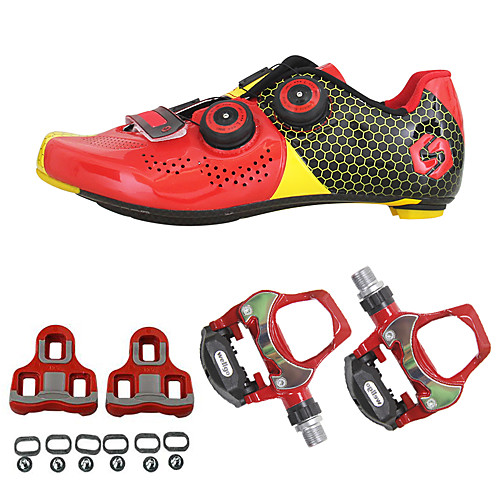 

SIDEBIKE Adults' Cycling Shoes With Pedals & Cleats Road Bike Shoes Carbon Fiber Anti-Slip Cycling Black / Red Green / Black Men's Women's Unisex Cycling Shoes / Synthetic Microfiber PU