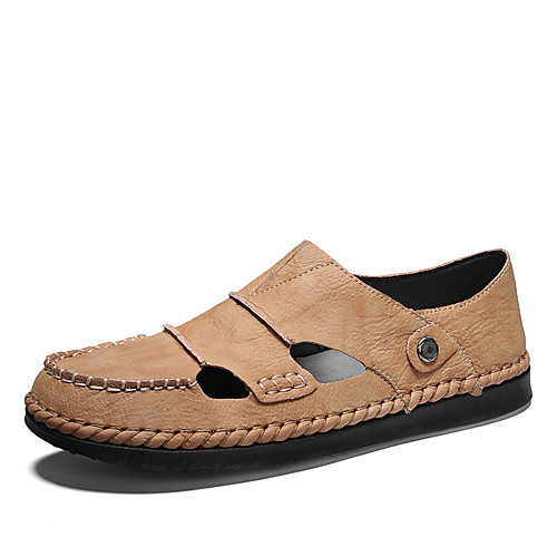 

Men's Spring & Summer Classic / British Daily Outdoor Sandals Walking Shoes Leather Breathable Wear Proof Camel / Black / Beige