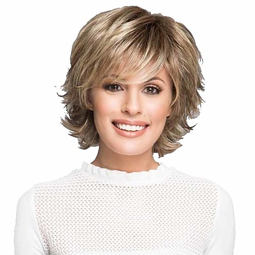 

Synthetic Wig Curly Matte Layered Haircut Wig Short Light golden Synthetic Hair 6 inch Women's Fashionable Design Easy dressing Fluffy Blonde