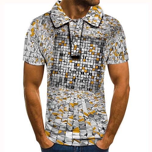 

Men's 3D Graphic Polo Basic Daily Shirt Collar Yellow / Short Sleeve