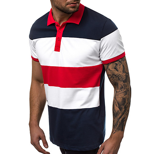 

Men's Color Block Polo Business Basic Daily Going out Red / Yellow / Short Sleeve