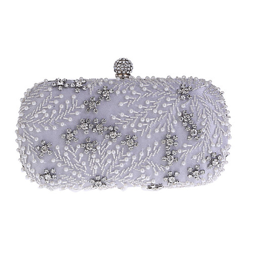 

Women's Bags Polyester Evening Bag Embroidery Chain Embroidery Wedding Party Event / Party Wedding Bags Black Almond Silver / Fall & Winter