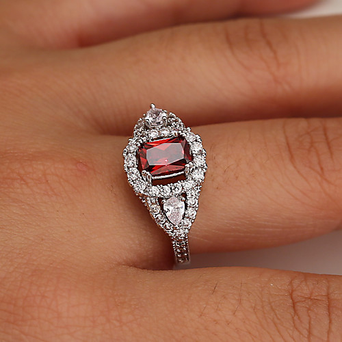 

Women's Ring Belle Ring AAA Cubic Zirconia 1pc Red Copper Silver-Plated Irregular Statement Luxury Party Evening Gift Jewelry Geometrical Wearable