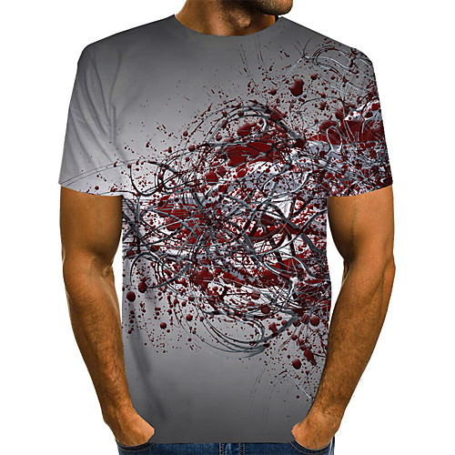 

Men's Plus Size Geometric Print T-shirt Basic Street chic Daily Going out Round Neck Dark Gray / Short Sleeve