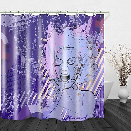 

Bathroom Shower Curtains & Hooks Rainbow Neoclassical Polyester Waterproof