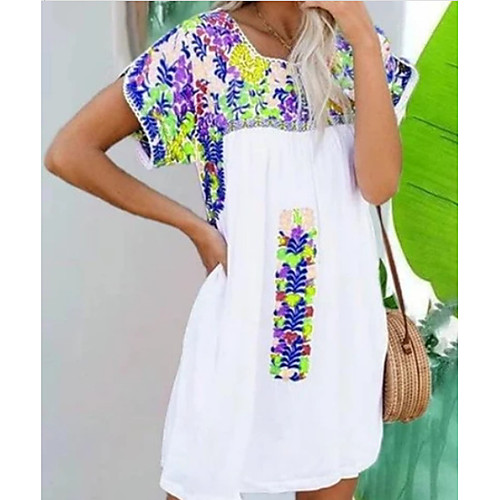 

Women's Floral Blouse Boho Daily Holiday White / Blue / Purple / Red