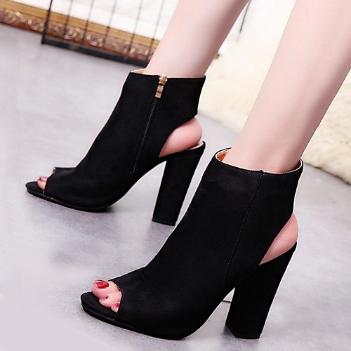 

Women's Sandals Summer Pumps Open Toe Daily Suede Black / Pink